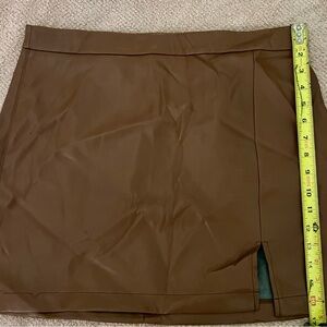 Shinestar Brown Faux Leather Skirt XL